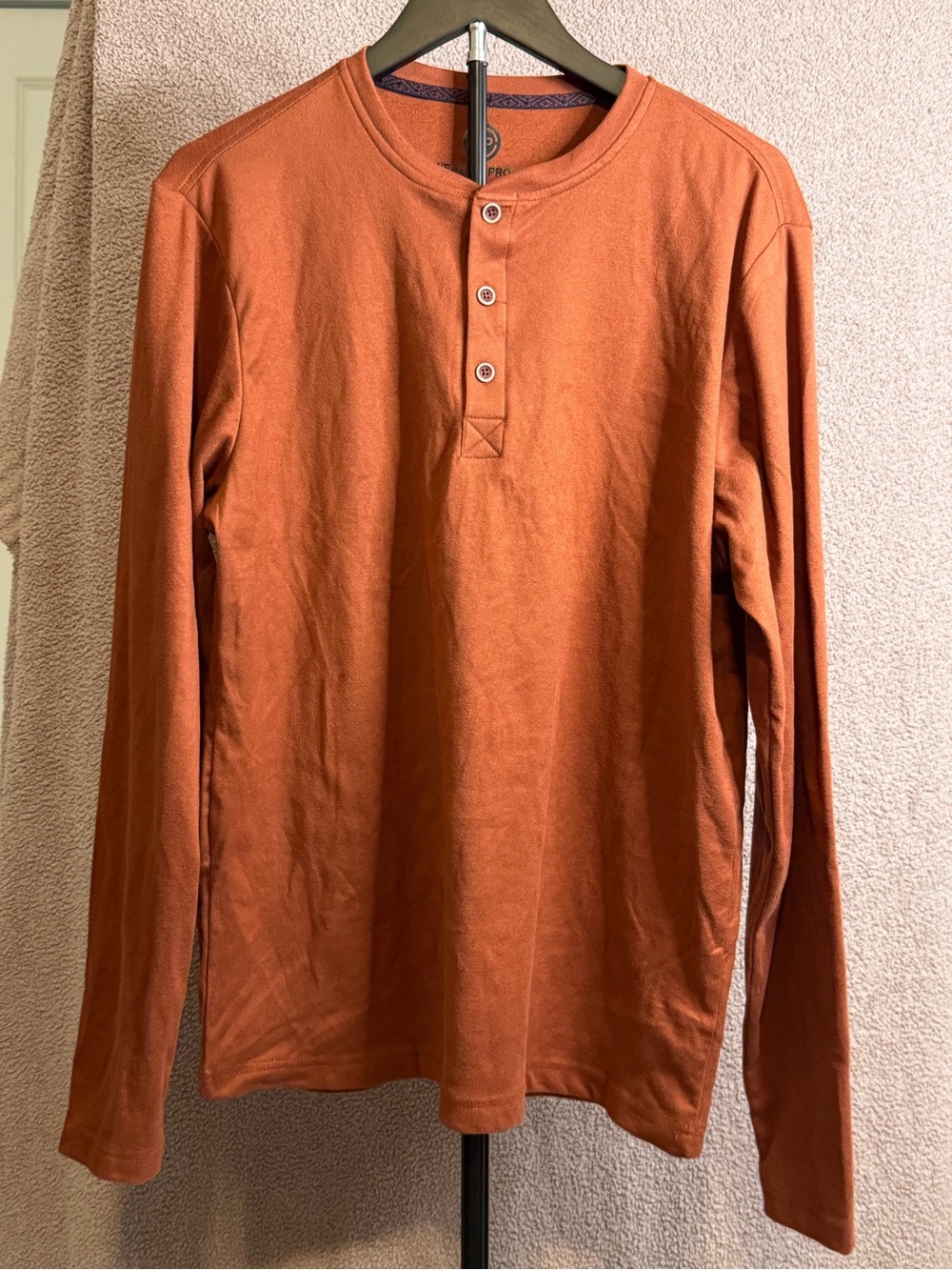 Weatherproof Vintage Men’s Orange Long Sleeve Henley Shirt Size Medium
